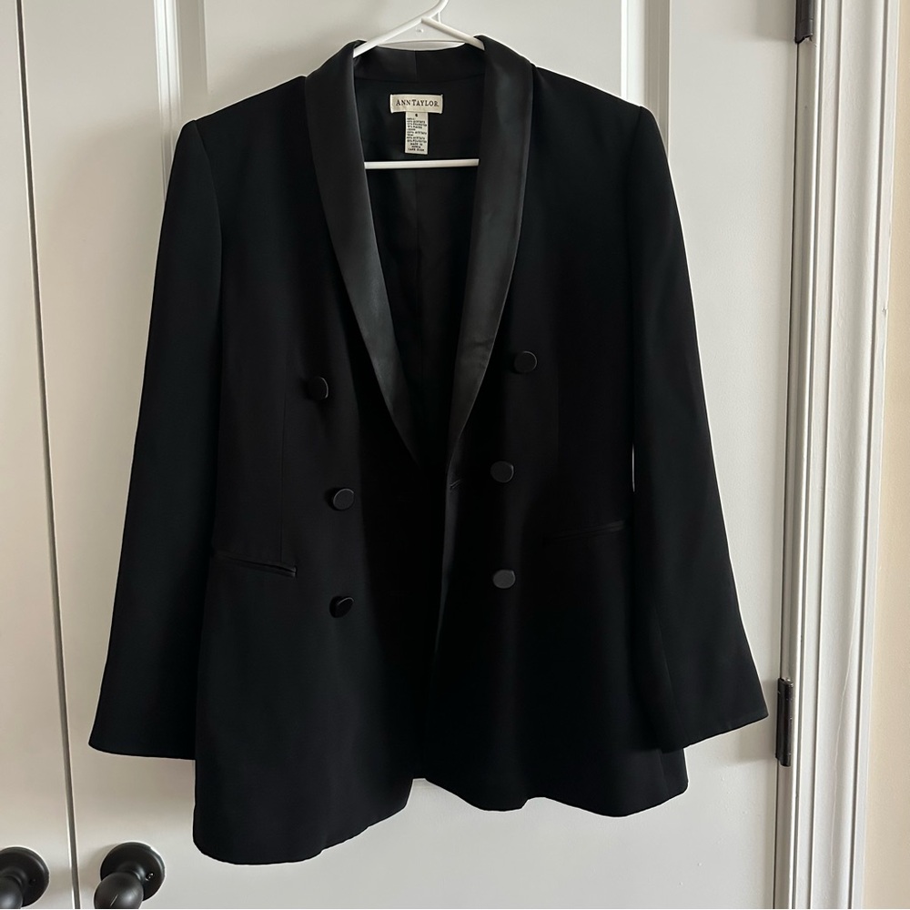 Vintage Ann Taylor Black Double Breasted Blazer Size 6
